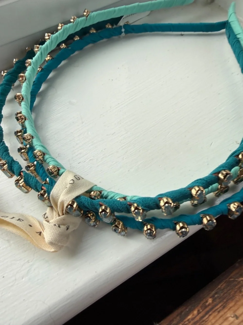 NWT Anthropologie  Bright Embellished Headband Set Blue